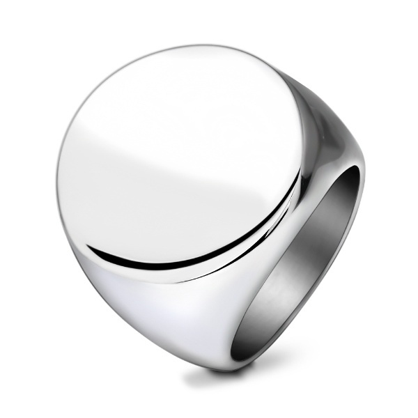 Round signet ring stainless steel
