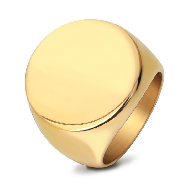 Round signet ring stainless steel