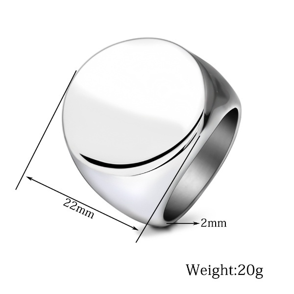 Round signet ring stainless steel