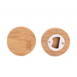 Round Bamboo Bottle Opener