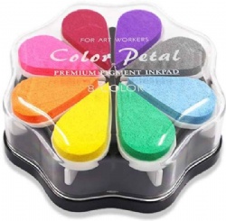 8 Colors Petal Shape Craft Pigment Ink Pad Stamps Partner