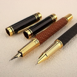 Luxury Metal Cloth Fountain Pen, Gold Clip