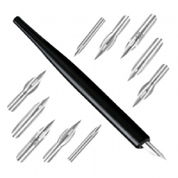 Wood Dip Pen With 5 Nibs- Nature/Black