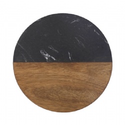 Marble and Wood Coasters- black